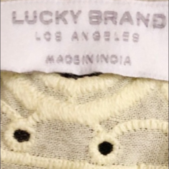 Embroidered Eyelet Lace Sleeveless Crew Neck Shiffly Tank Top Lucky Brand Yellow - Picture 13 of 15